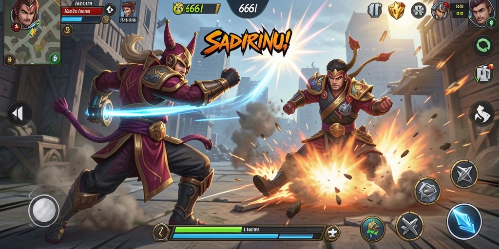 Screenshot gameplay <strong>666I</strong> dengan serangan bertarung yang mendebarkan.