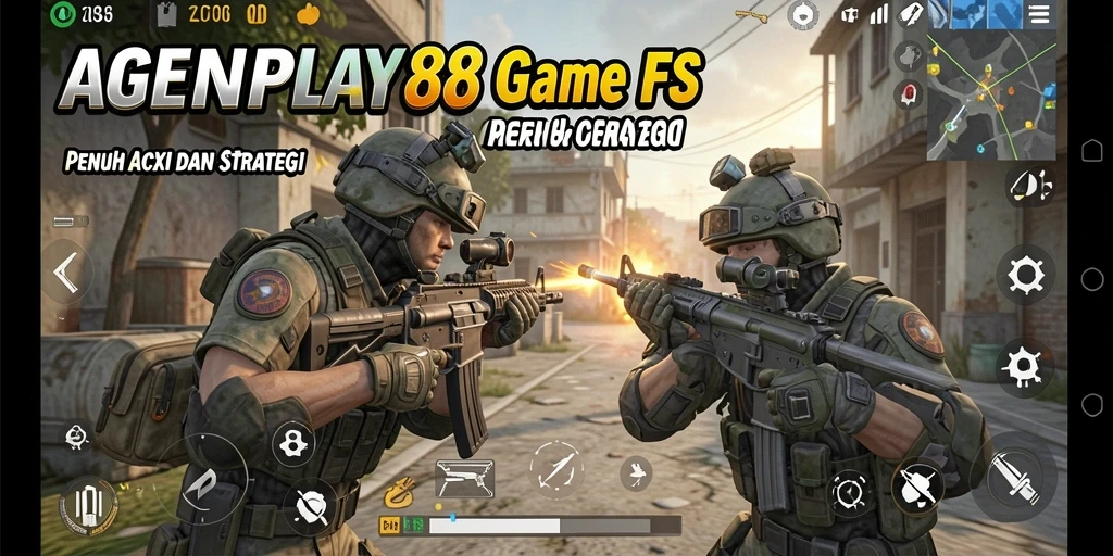 Screenshot AGENPLAY88 menampilkan intense gameplay FPS yang mendebarkan.