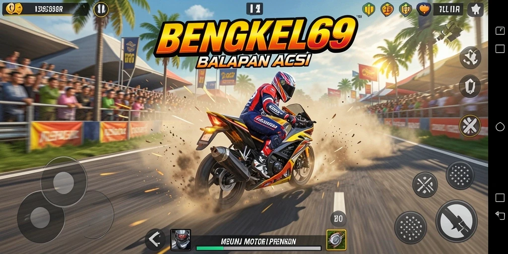 Gameplay seru balapan motor di BENGKEL69.