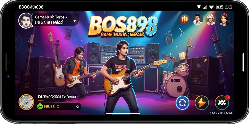 Screenshot utama dari BOS898 menampilkan gameplay yang penuh semangat dalam bermain musik.