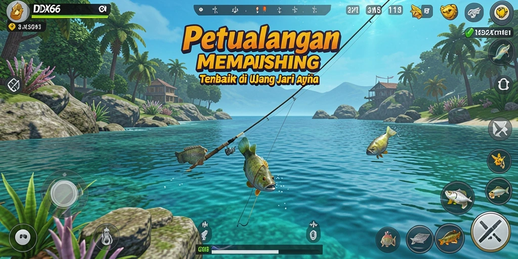Screenshot IDX66 menampilkan gameplay memancing yang menakjubkan dan realistis.