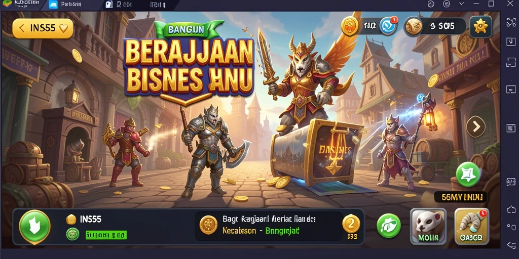 Tampilan gameplay INS55 yang menampilkan strategi bisnis yang seru.