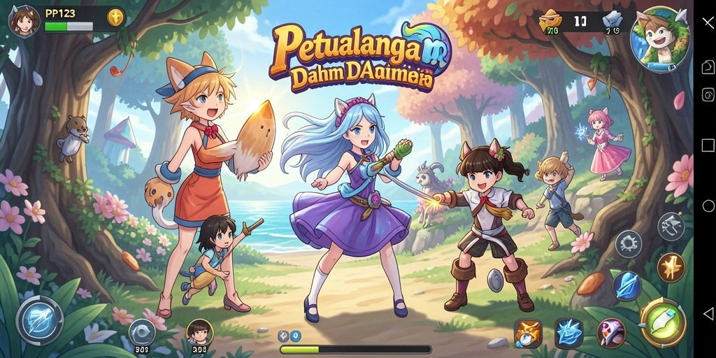 Tampilan gameplay menakjubkan dari PP123 dengan karakter Anime yang dinamis.