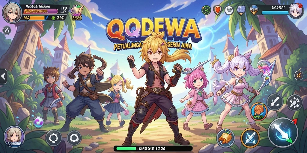 Screenshot QQDEWA menampilkan aksi seru dalam pertarungan karakter Anime.
