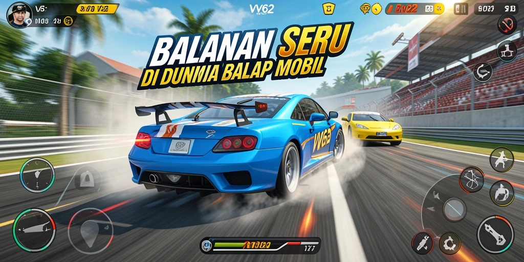 Tampilan gameplay <strong>VV62</strong> yang mendebarkan saat balapan di trek.