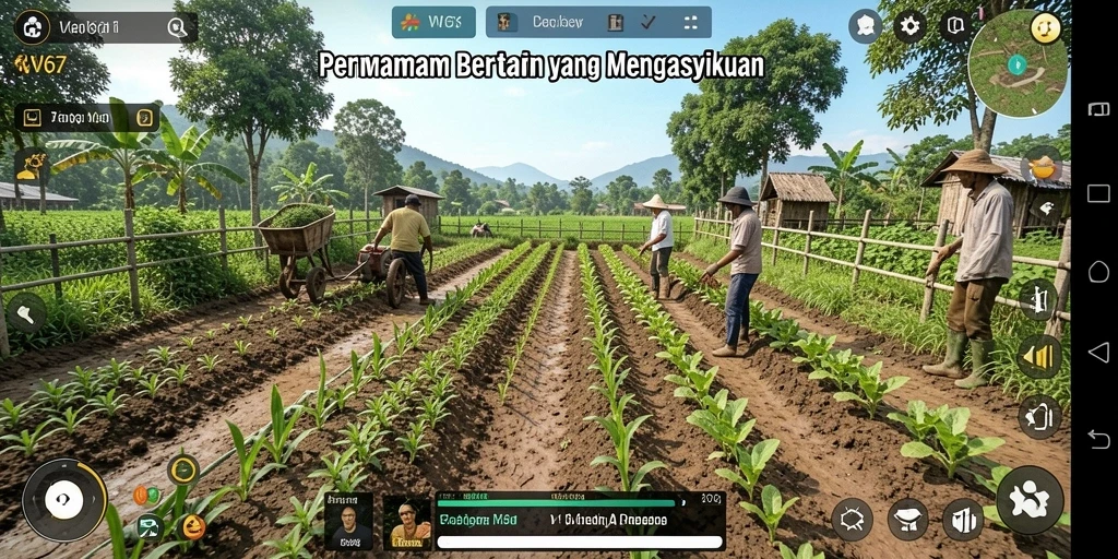 Tampilan gameplay pertanian yang mengasyikkan di W67.