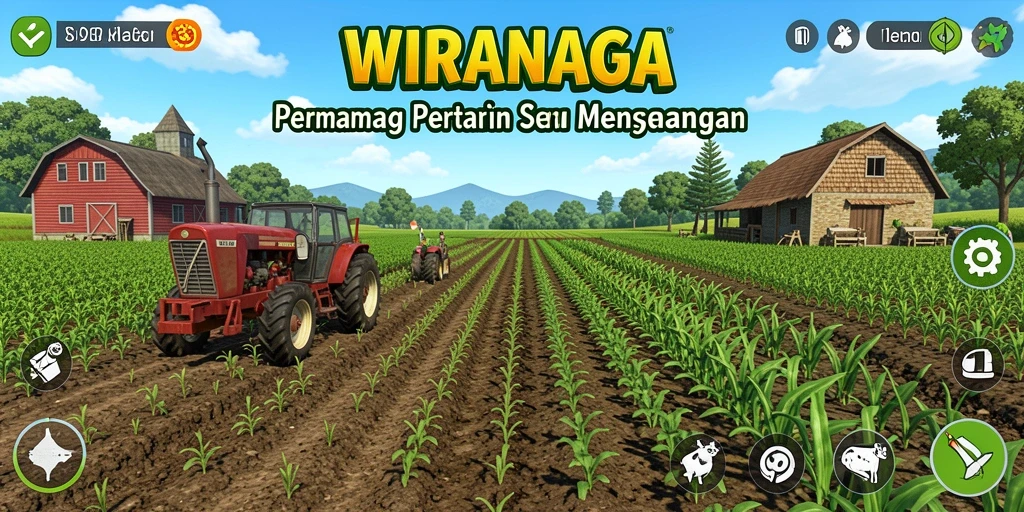 Gameplay menarik WIRANAGA yang menunjukkan aktivitas pertanian.