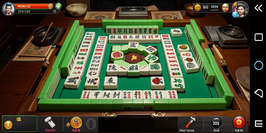 Tampilan gameplay menakjubkan dari WISNU123 yang penuh dengan strategi Mahjong.